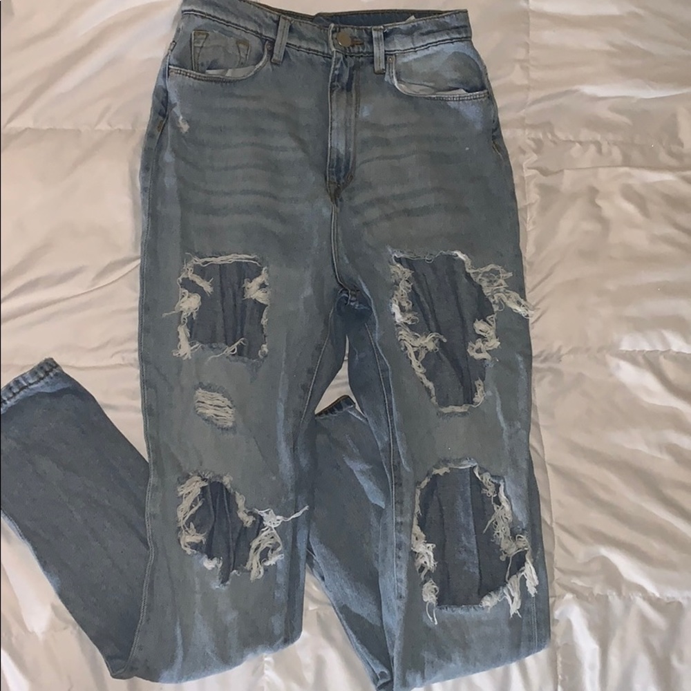 BDG High Rise Mom Jean - Destroyed Light Wash